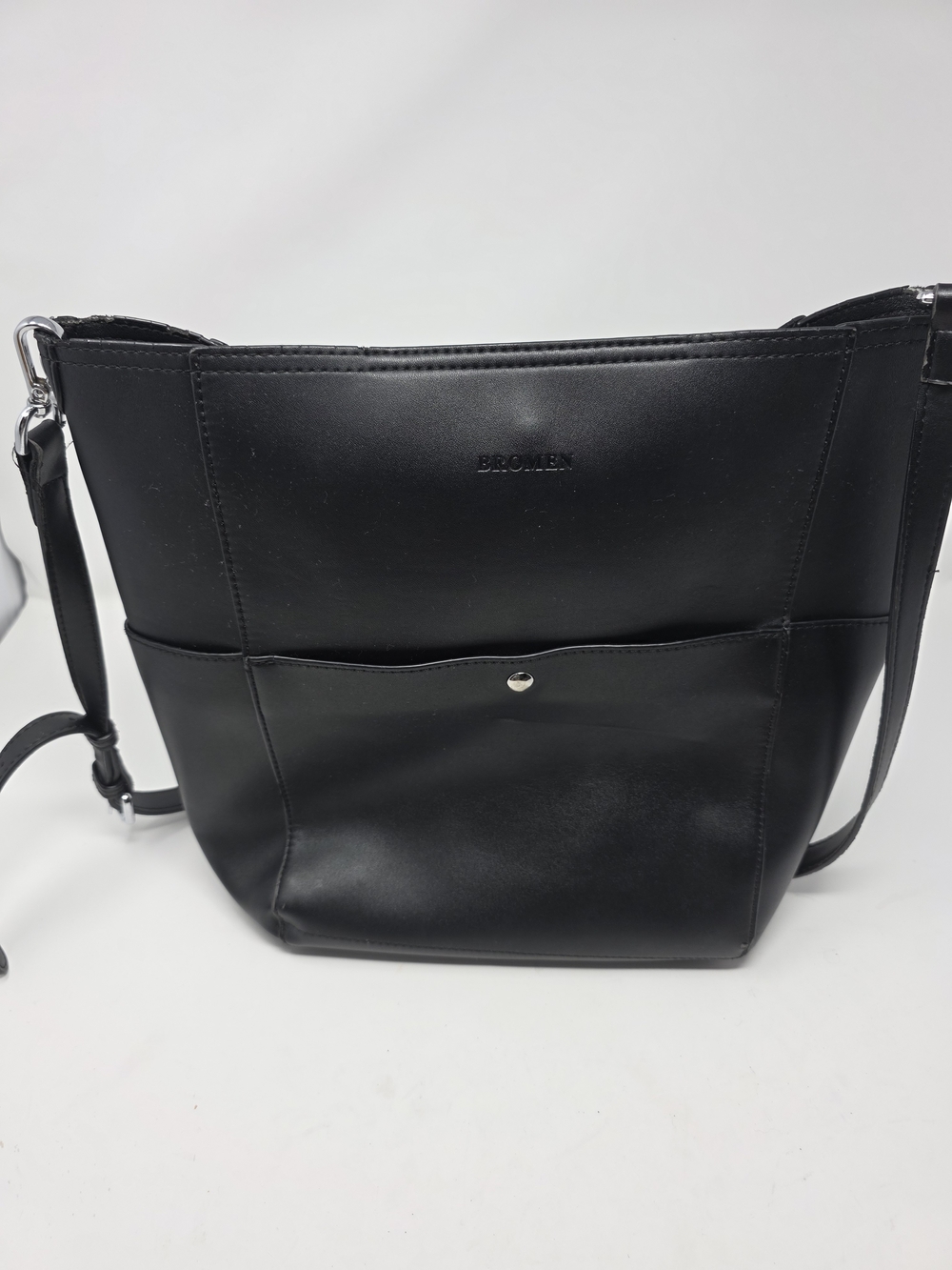 BROMEN Black Crossbody Shoulder Bag Structured Faux Leather Tote Purse